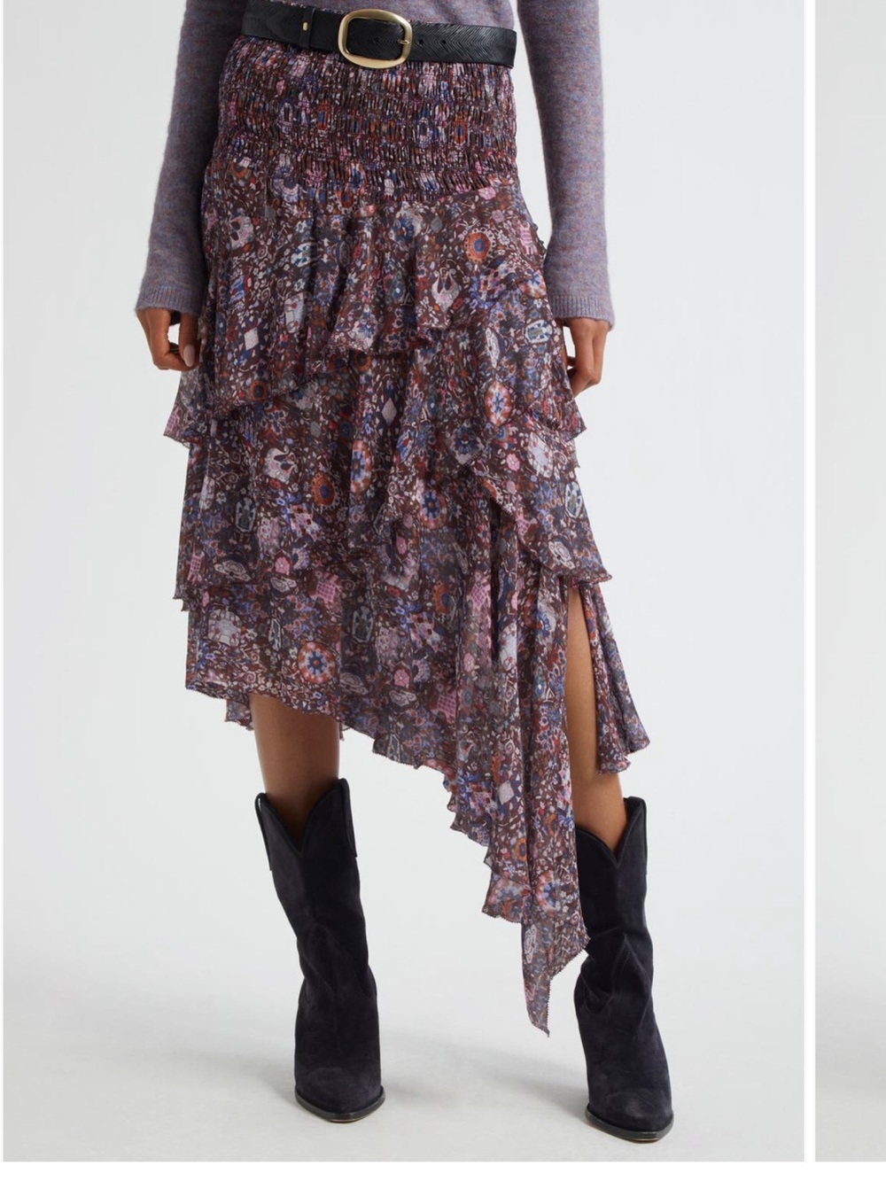 Etoile Isabel Marant Brigette Smocked Ruffle Skirt - Picture 3 of 8